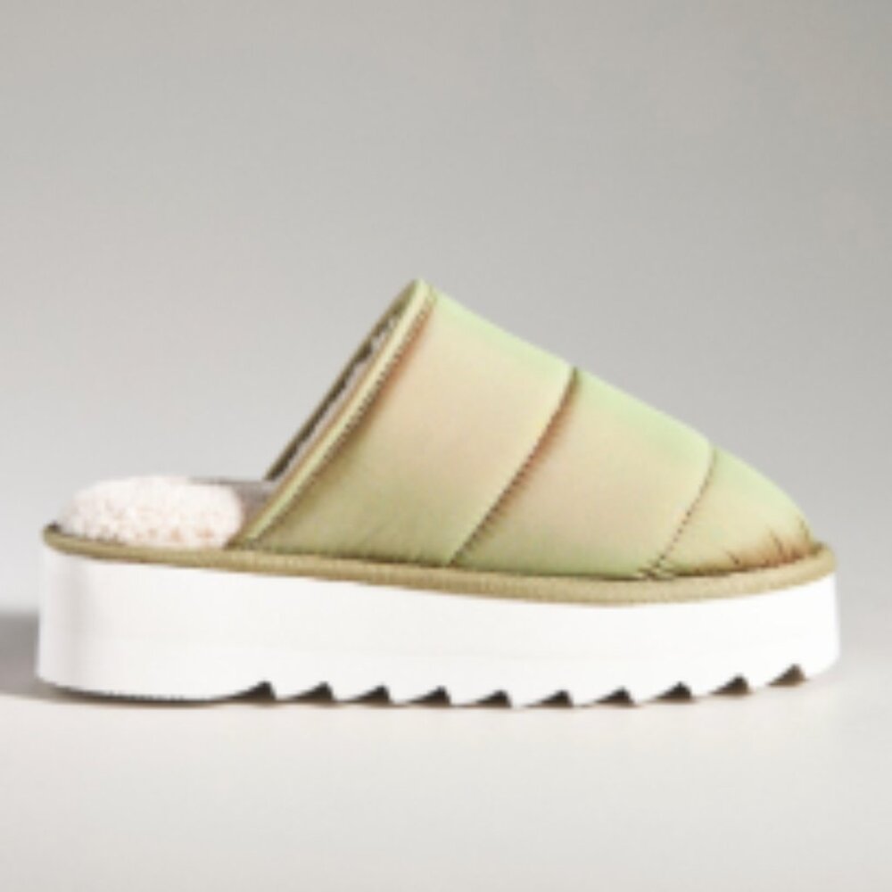 Maeve Anthropologie Green Platform Puffy Pillow Slides WMNS Size M